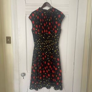 Banana Republic Black Dress with Red and Yellow Poppy Print